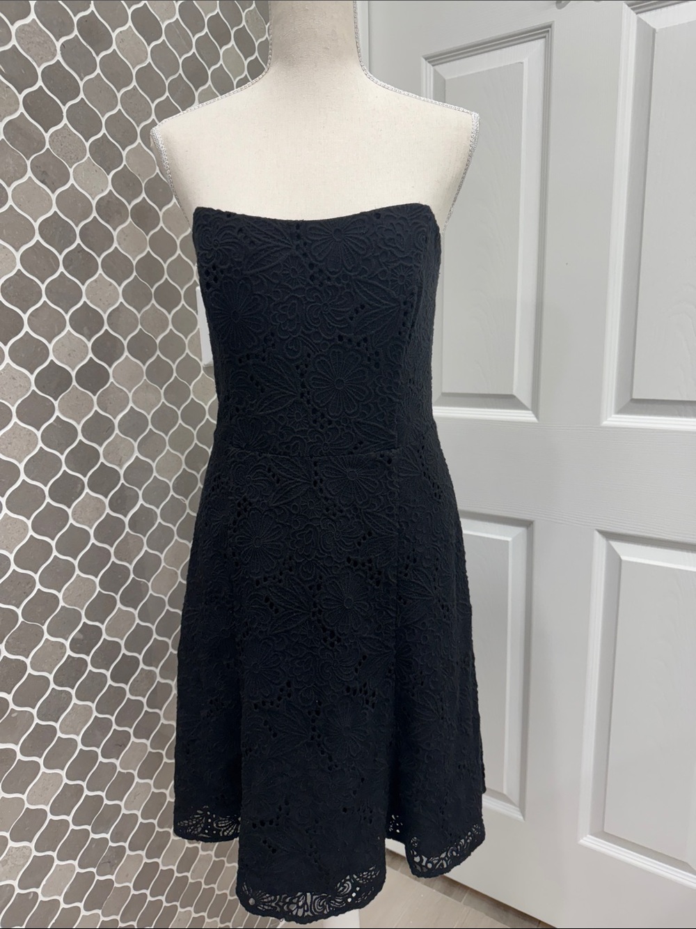Lilly Pulitzer Strapless Black Lace Fit-and-Flare Dress